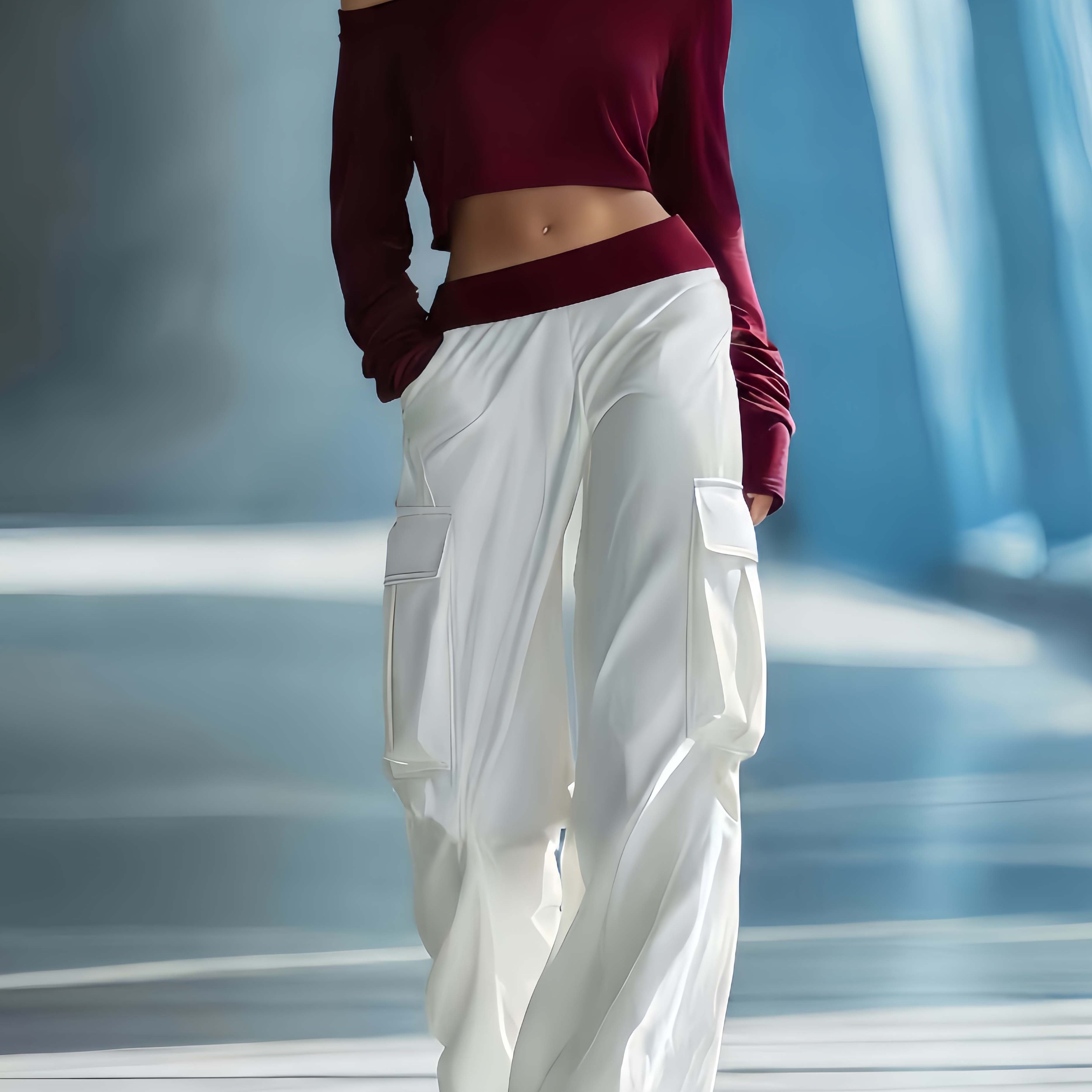 Women's Stylish Casual Dark Blue Off-the-shoulder Top And Trousers Set