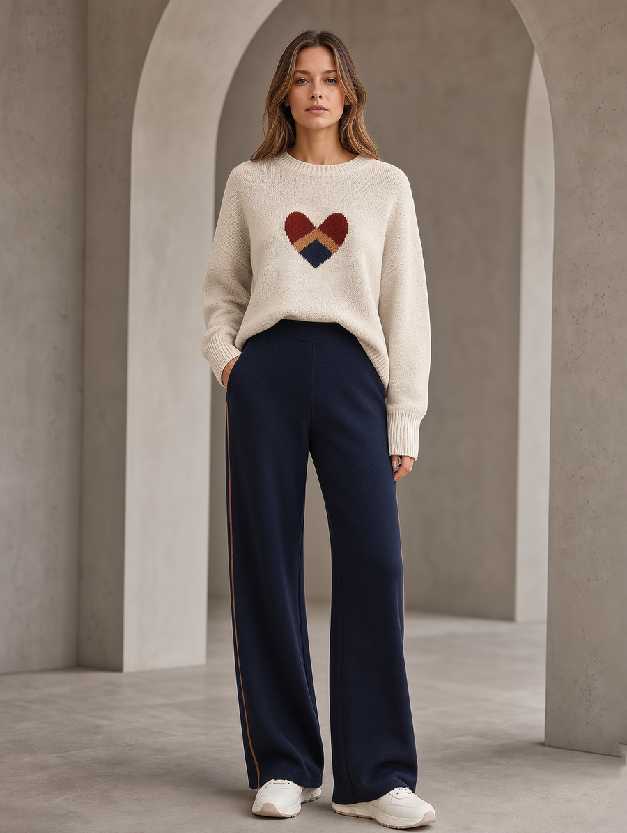 Beige Vintage-style Jacquard Sweater