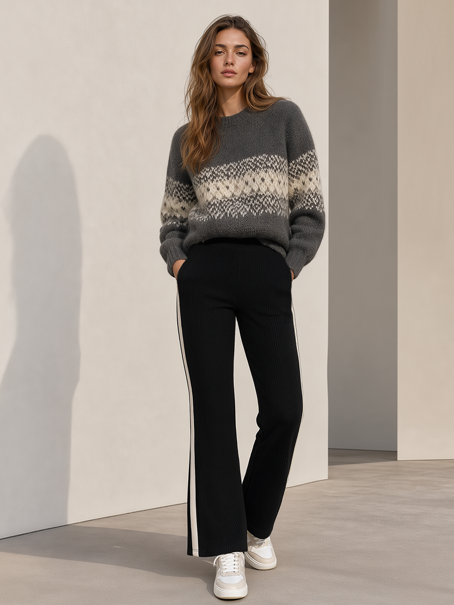 Fair Isle Jacquard Vintage Crew-Neck Knit Sweater