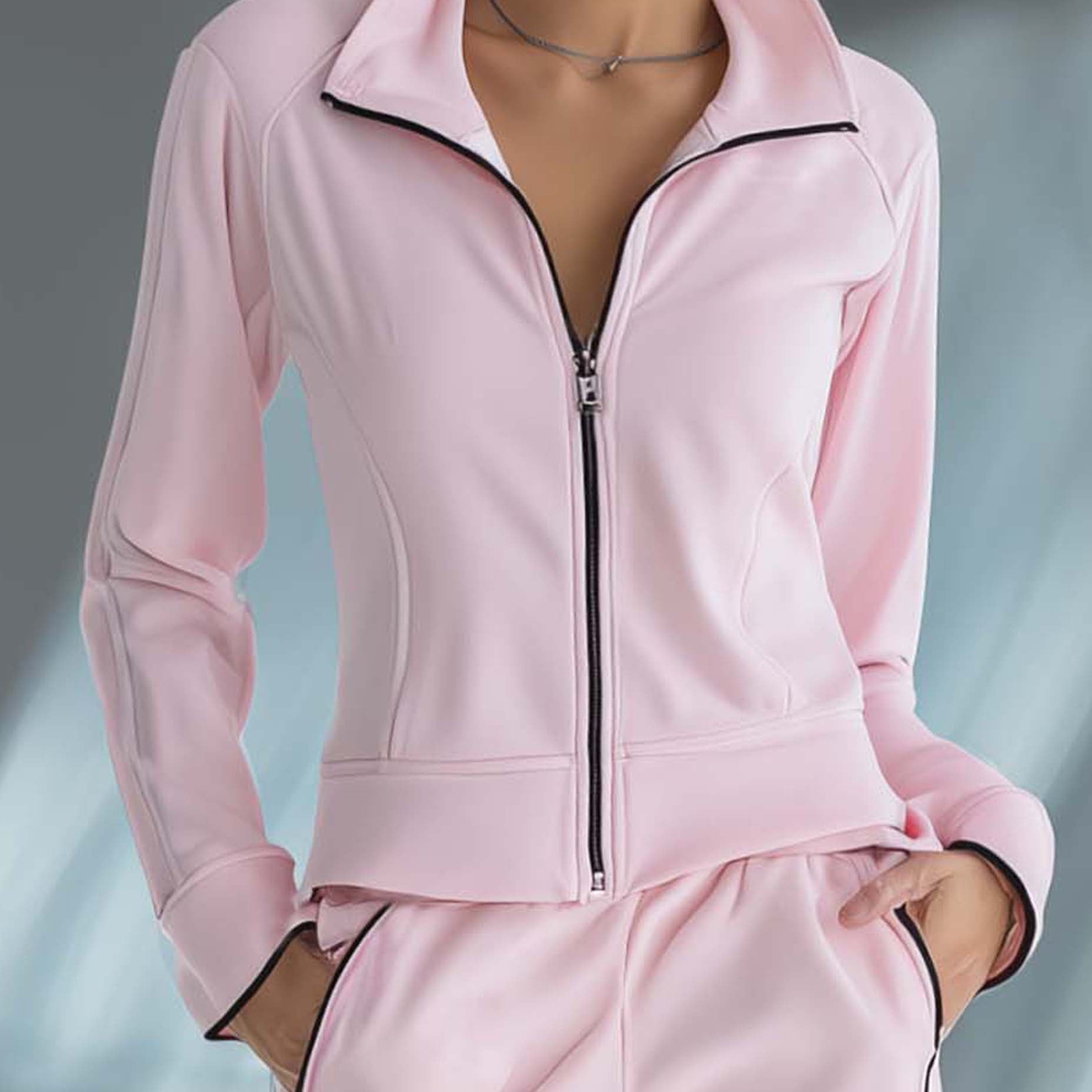 Women's Athletic Casual Pink Long-sleeved Top