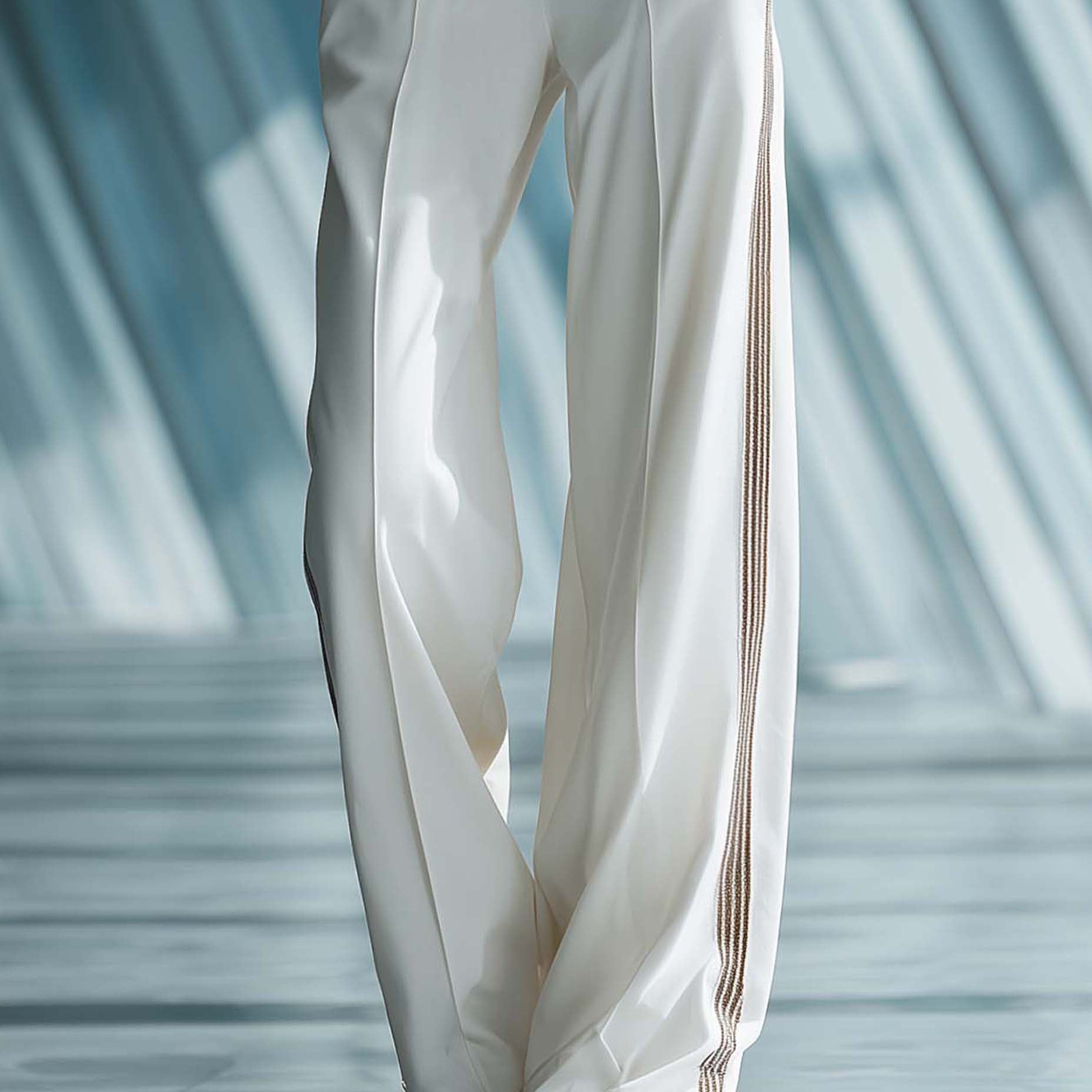 Women's Casual White Straight-leg Trousers