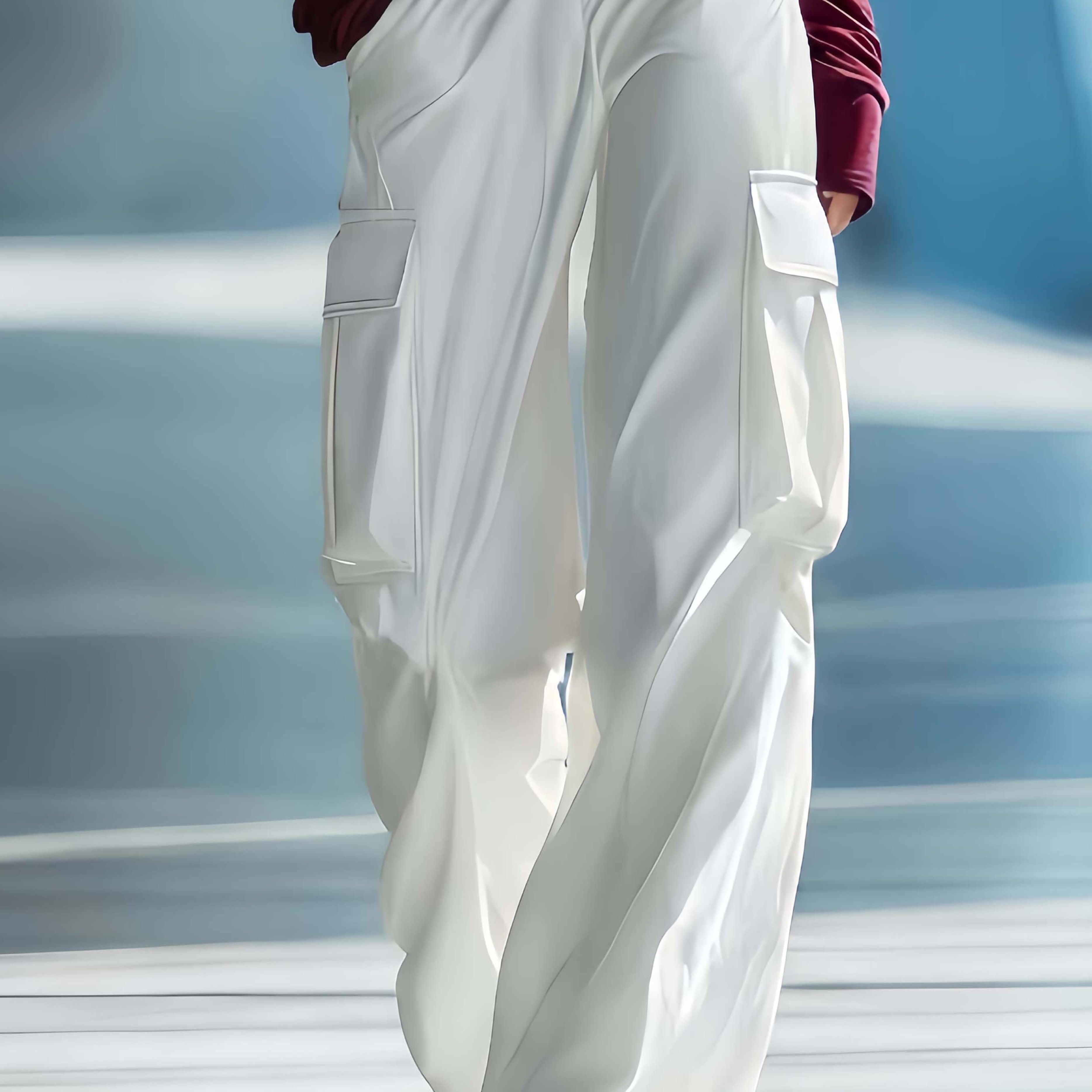 Women's Stylish Casual White Wide-leg Trousers