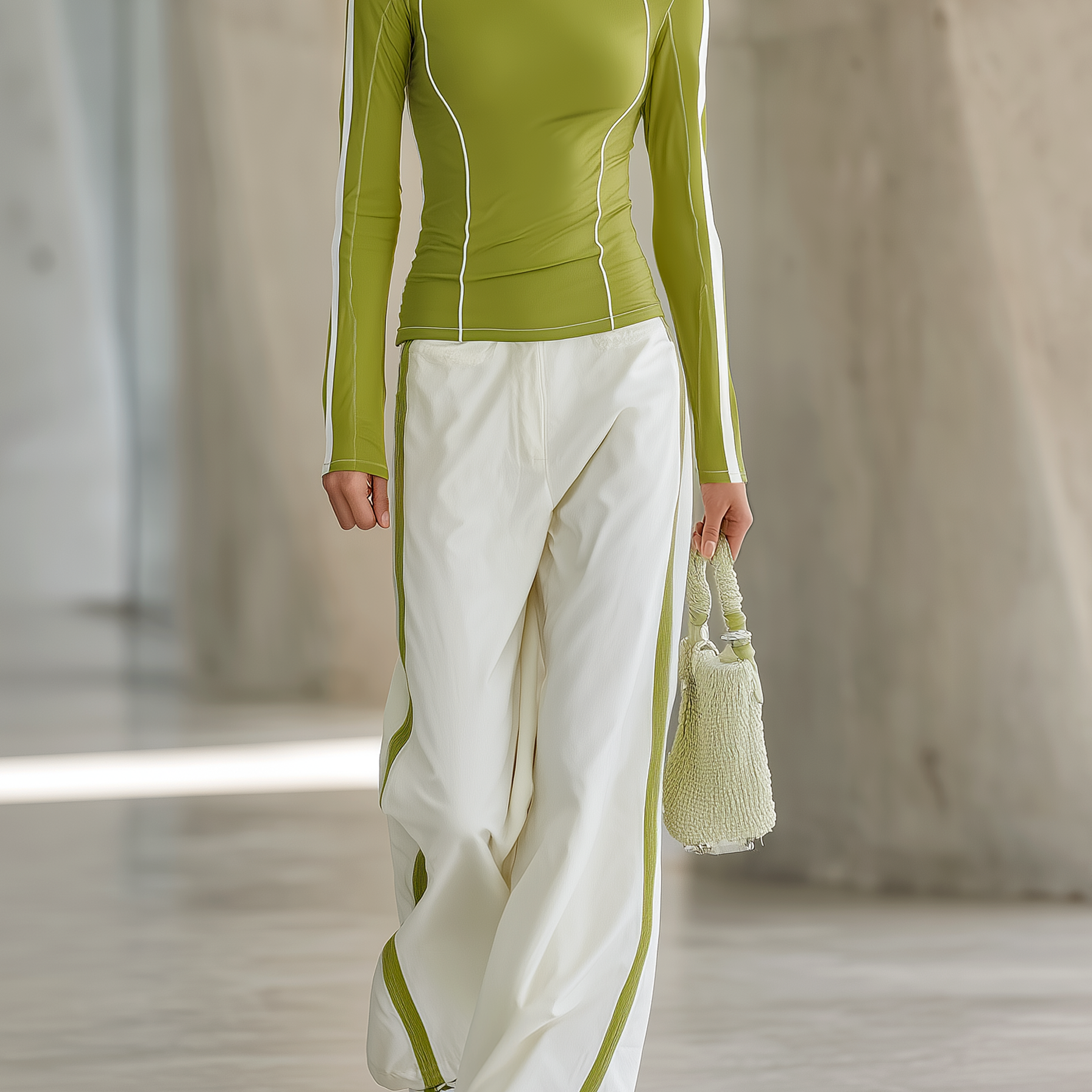 Women's Lightweight Outdoor Casual Knitted T-shirt And Wide-leg Trousers Set