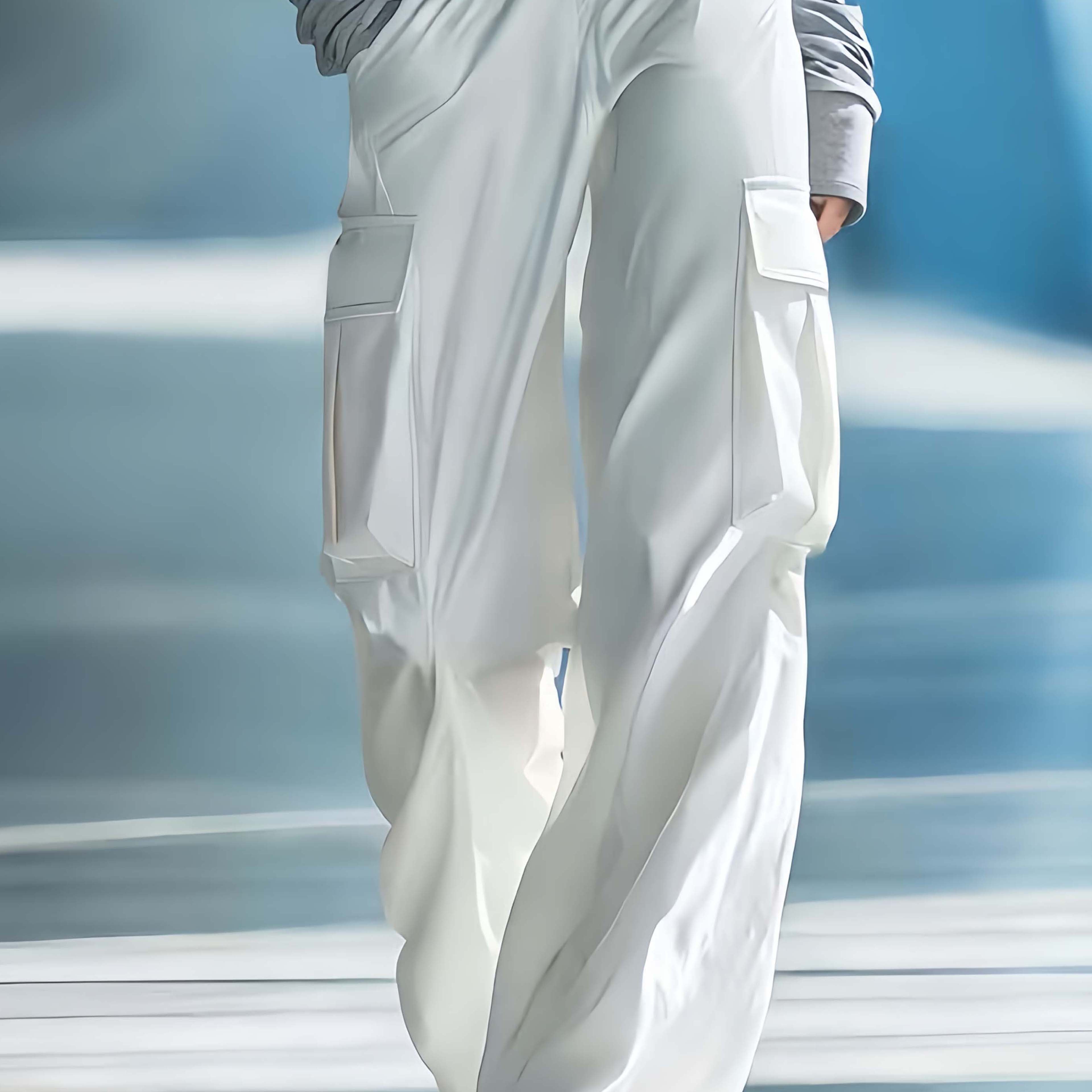 Women's Stylish Casual White Wide-leg Trousers