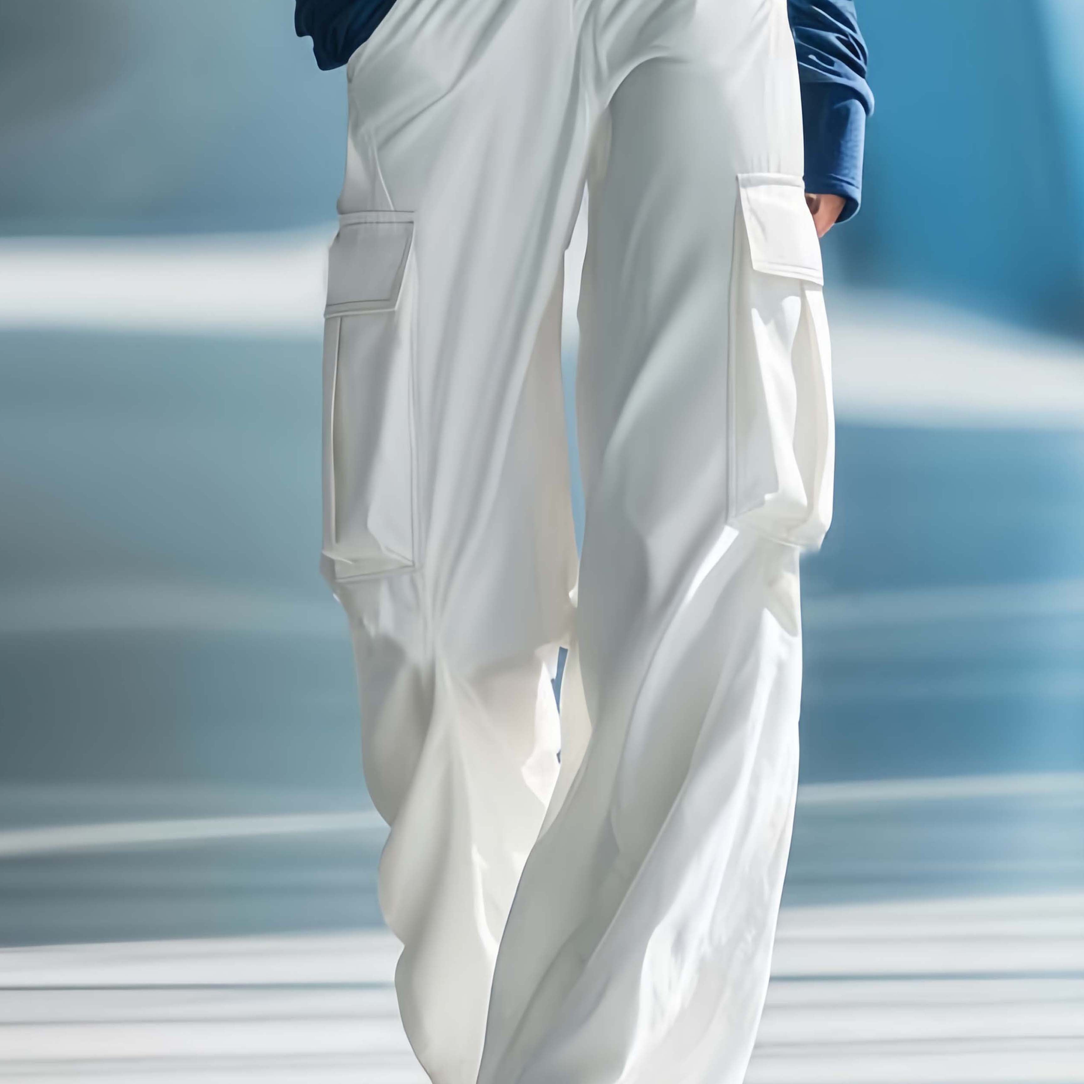 Women's Stylish Casual White Wide-leg Trousers