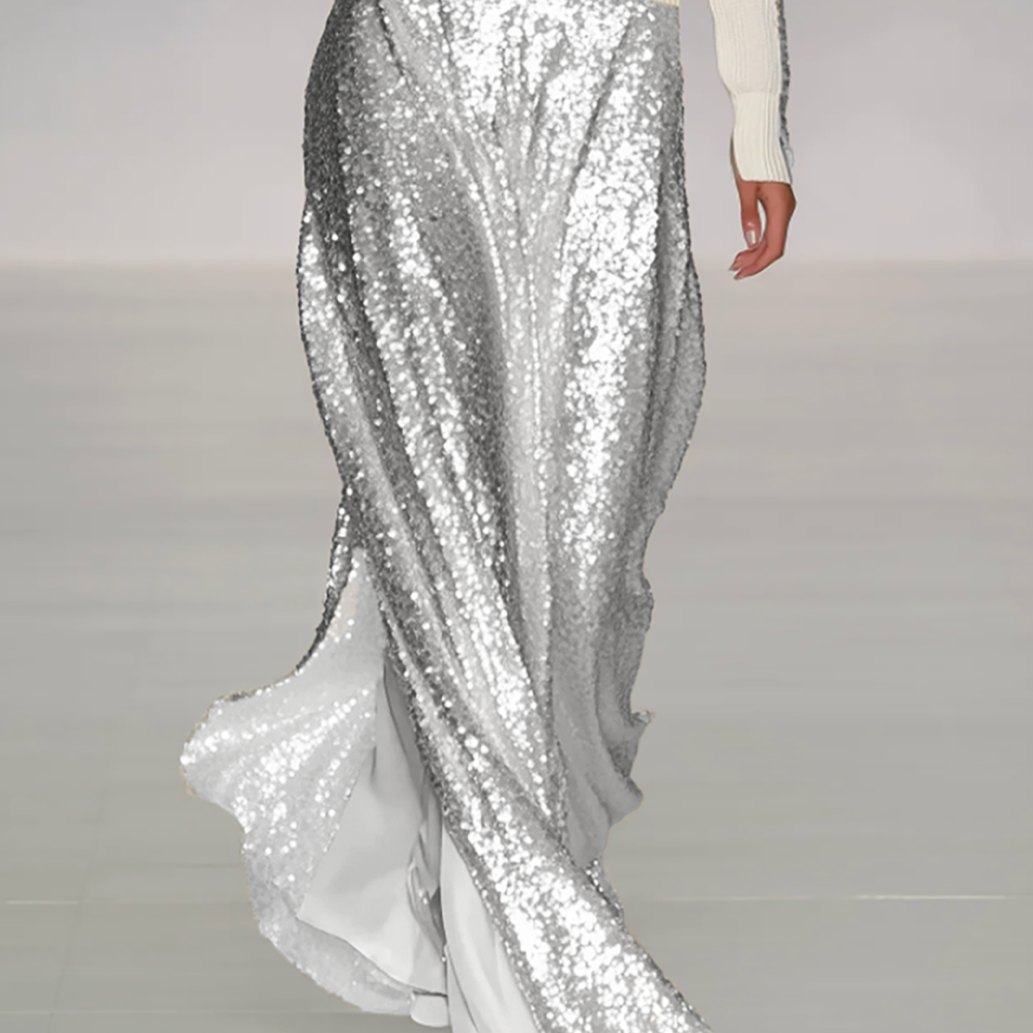 Women's Gold Sequin Long Skirt