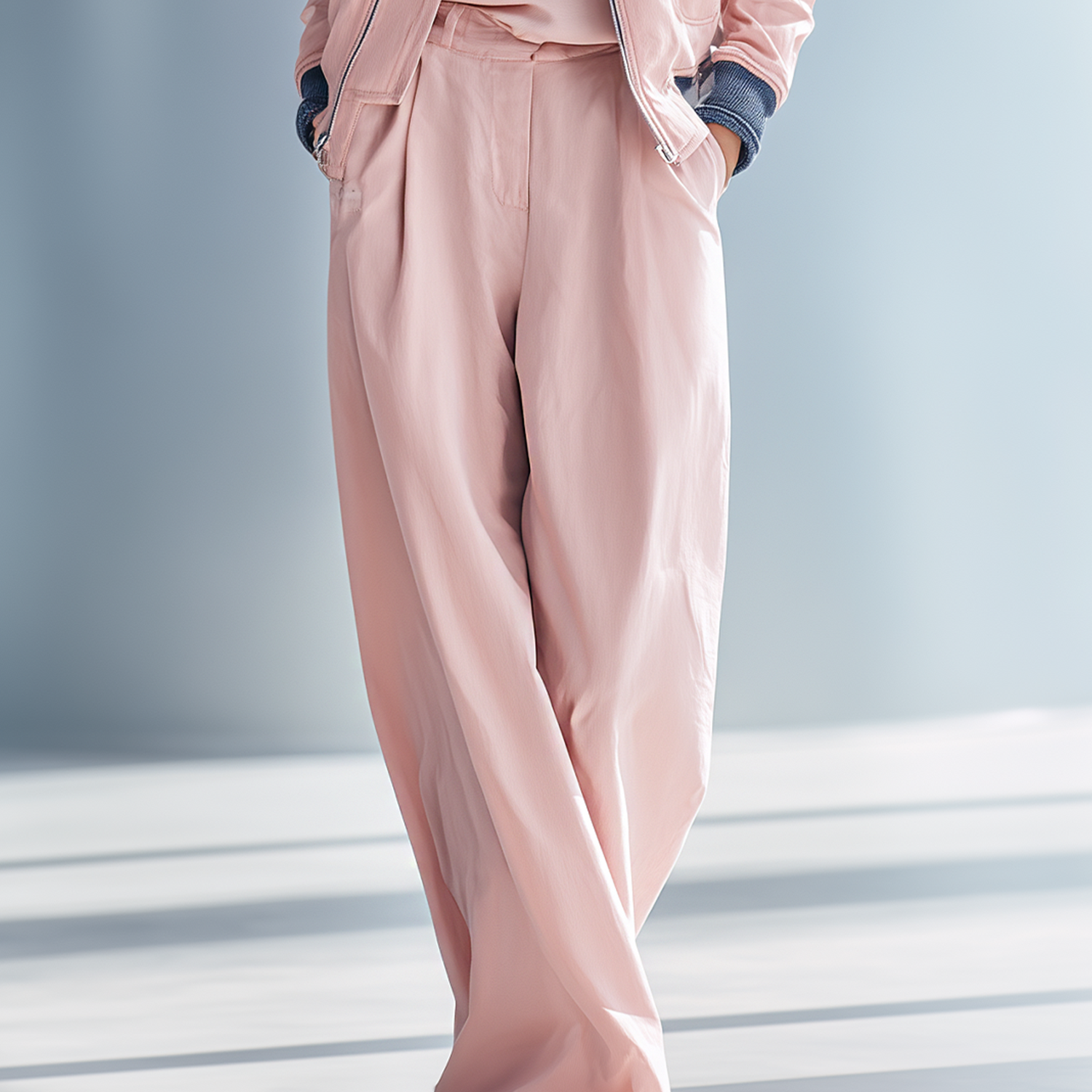 Women's Stylish And Simple Pink Casual Wide-leg Trousers