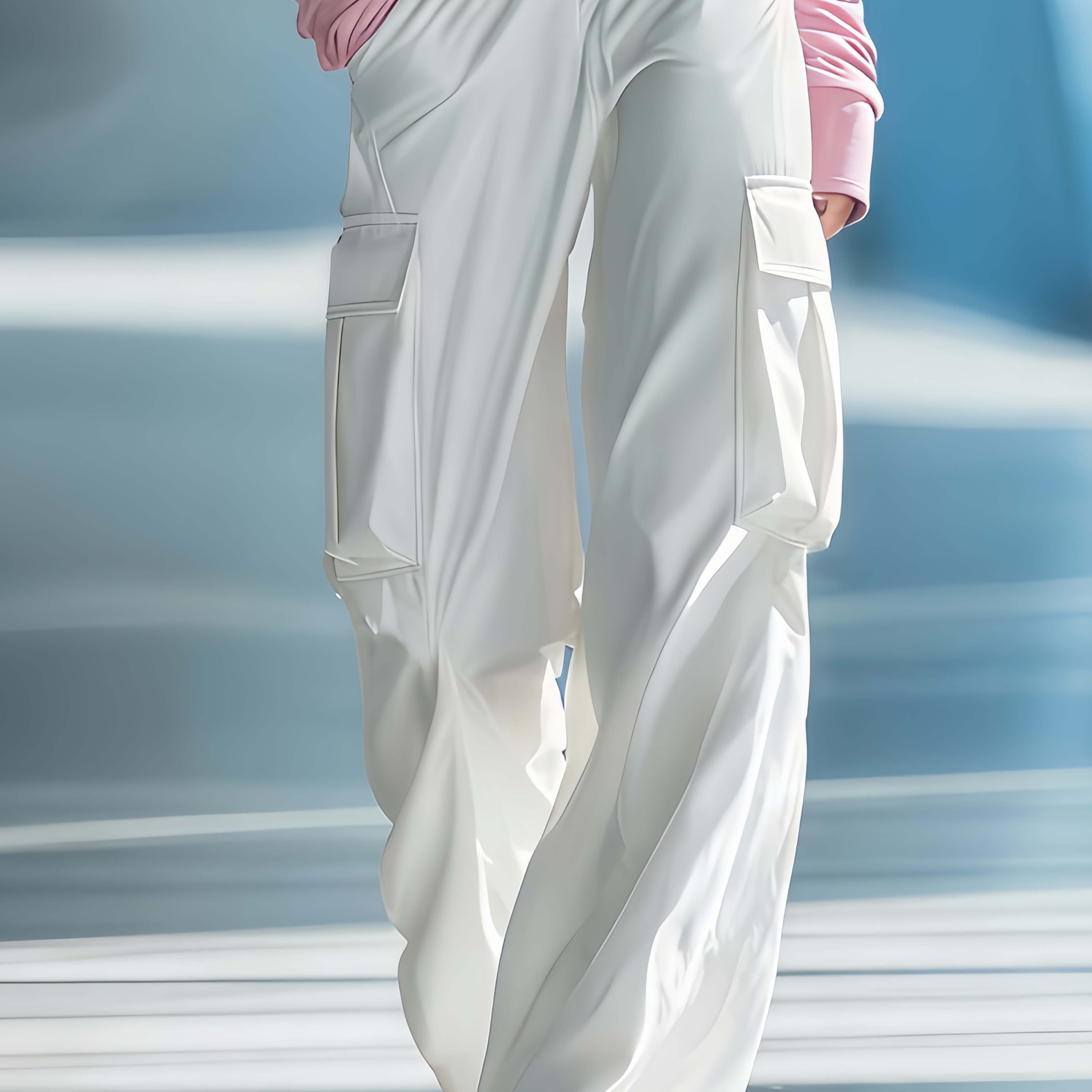 Women's Stylish Casual White Wide-leg Trousers