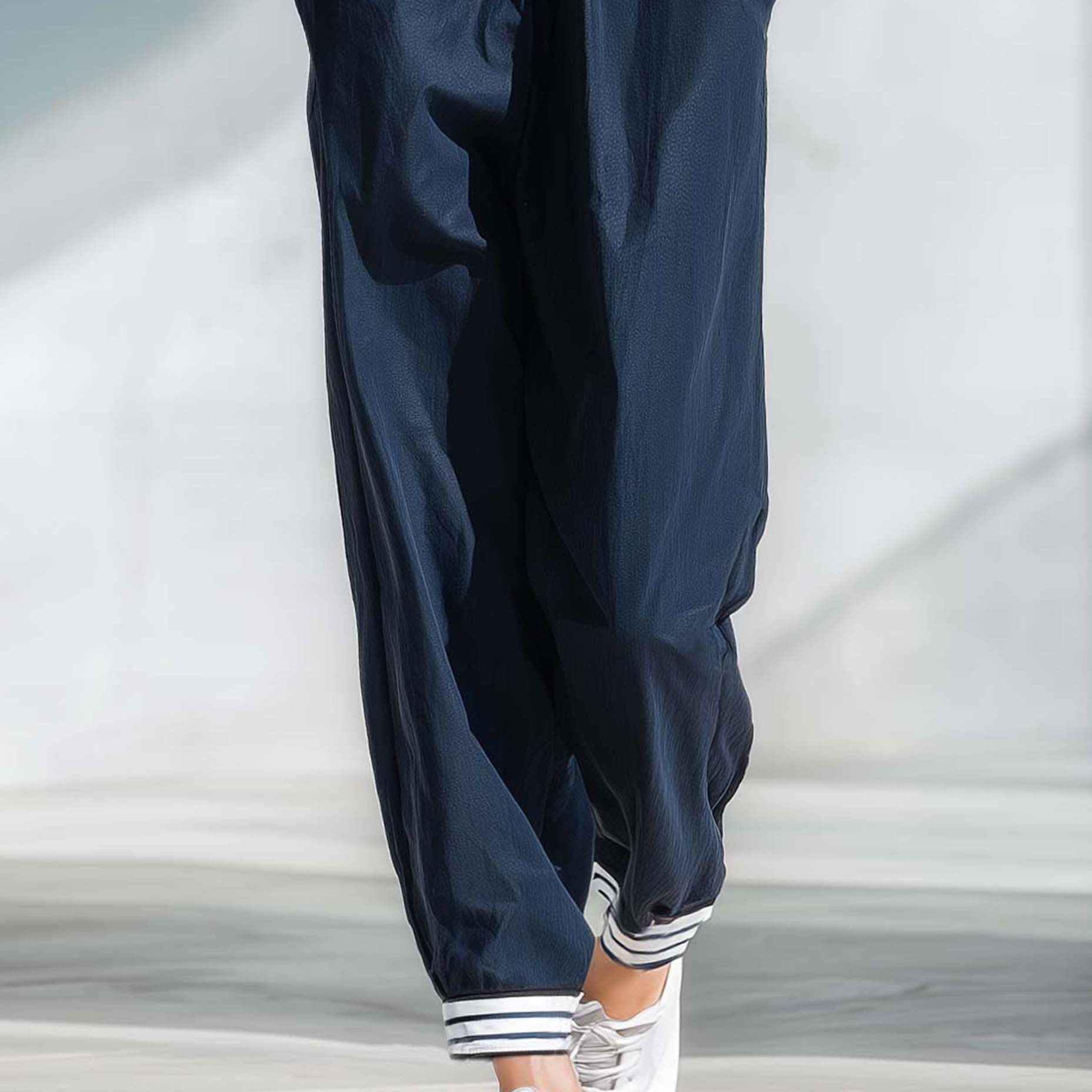 Women's Stylish And Simple Dark Blue Casual Trousers