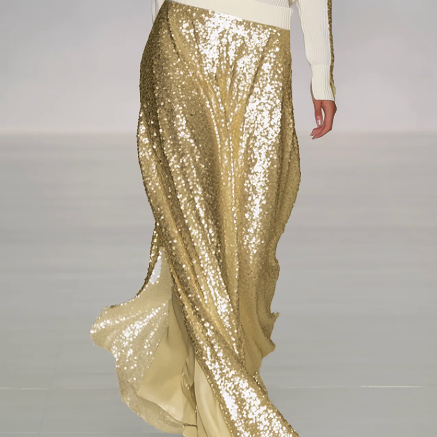 Women's Gold Sequin Long Skirt