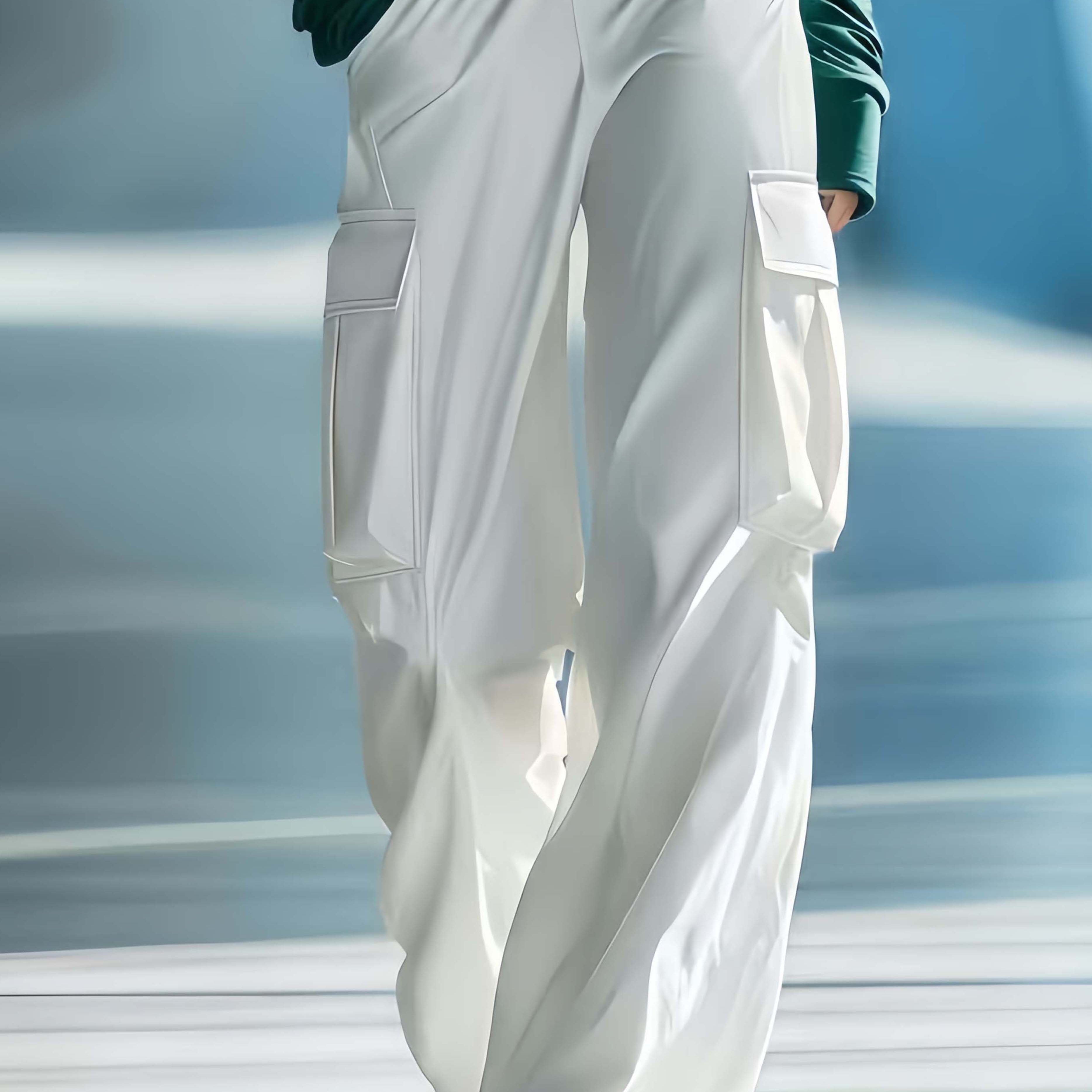 Women's Stylish Casual White Wide-leg Trousers