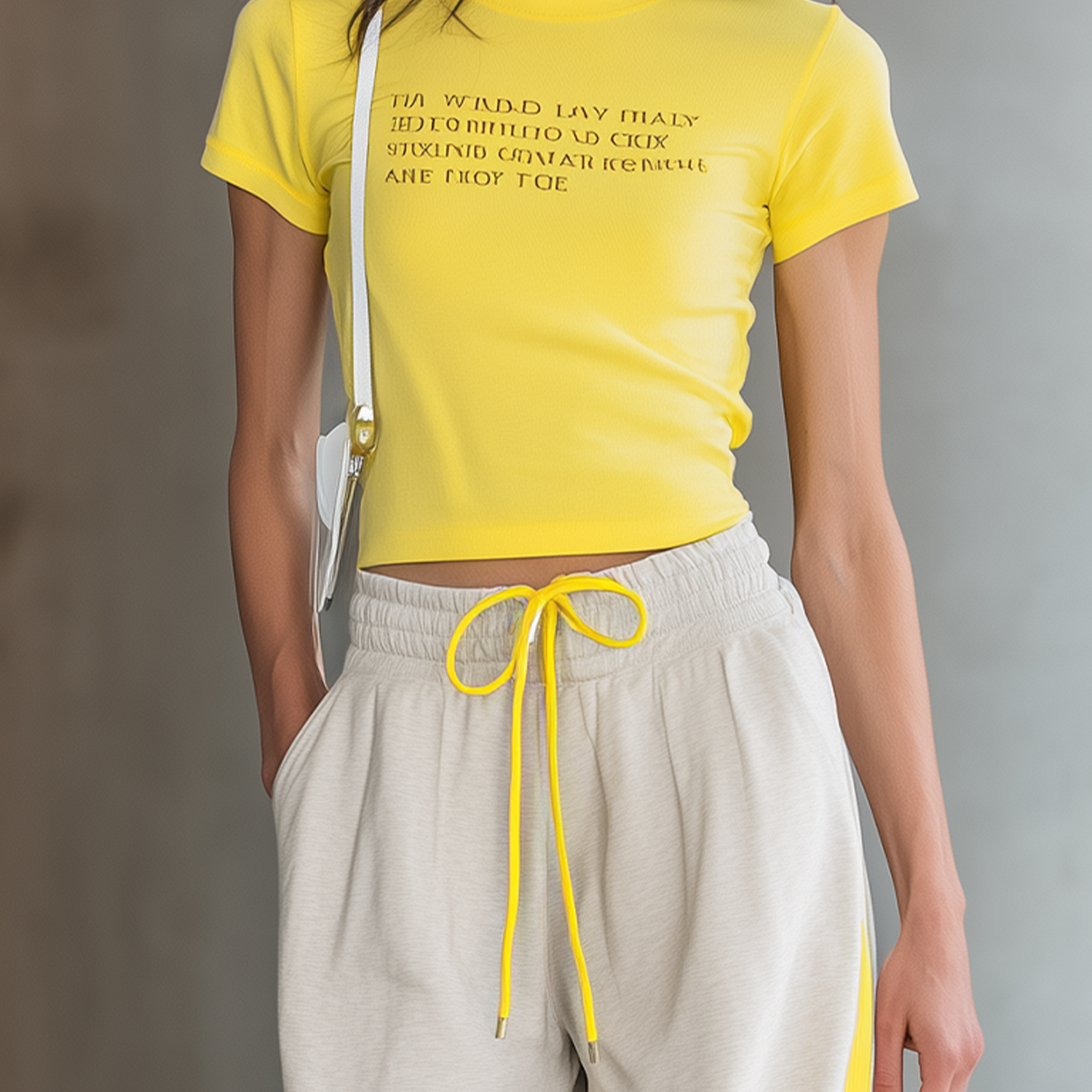 Women's Fashionable Casual Yellow T-shirt With Letter Print