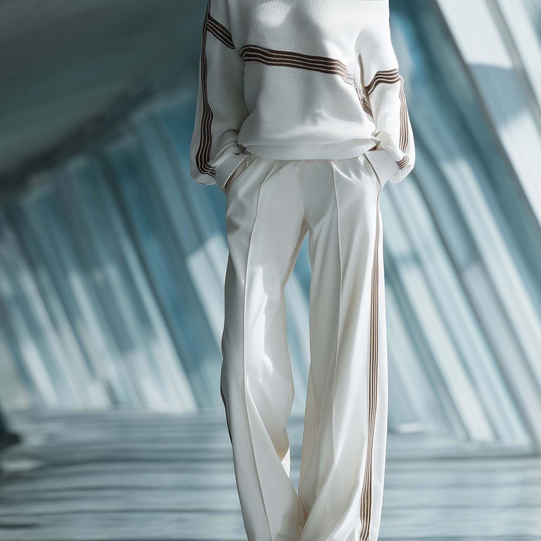 Women's Stylish Casual White Off-the-shoulder Top And Trousers Set