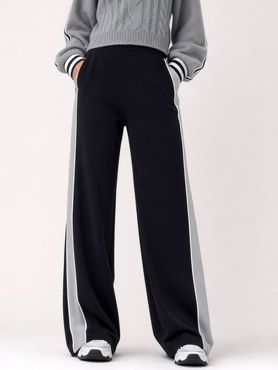Black Drapey Casual Wide-Leg Trousers