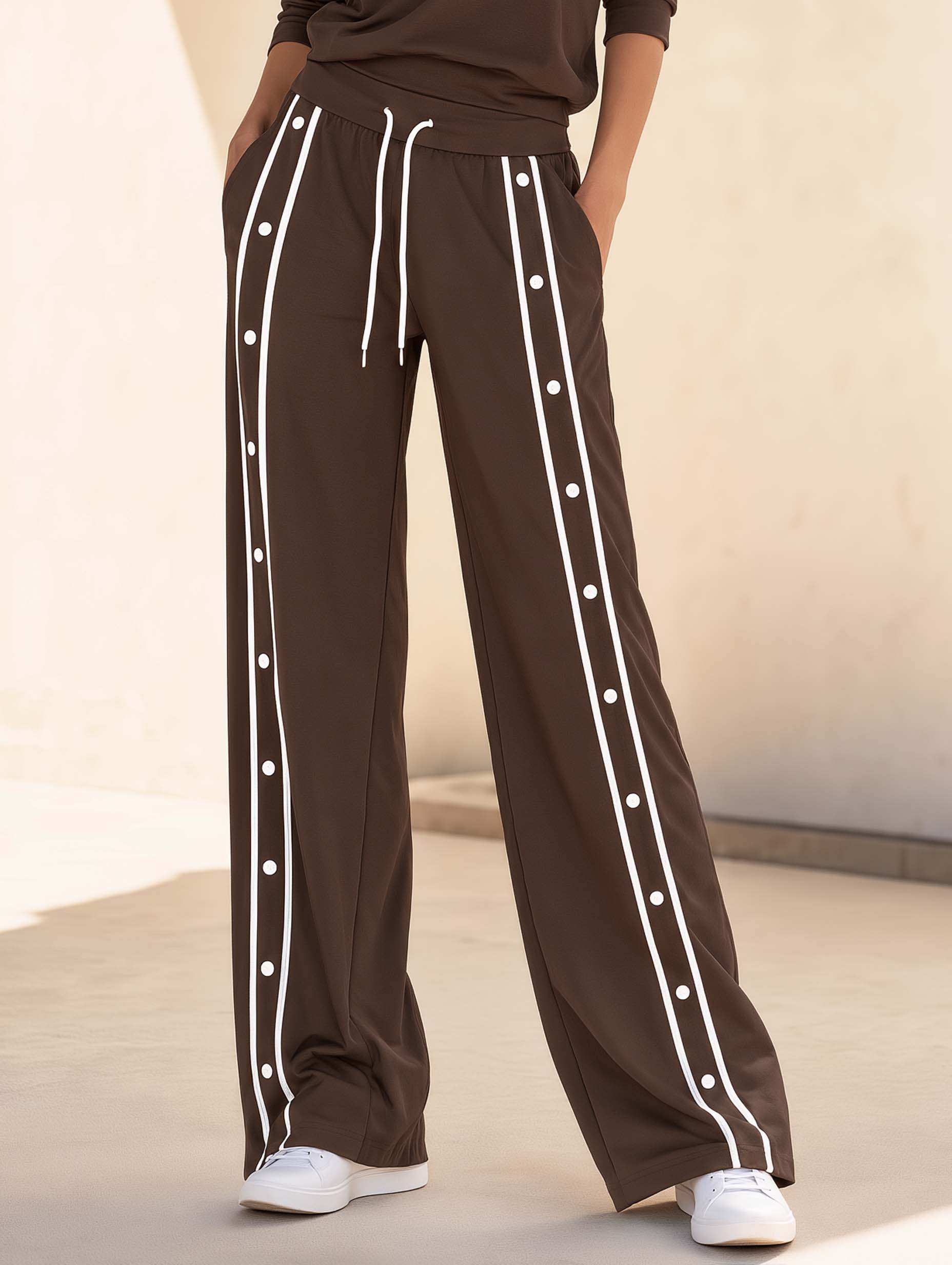 Classic Black Trousers With Stylish Decorative Buttons
