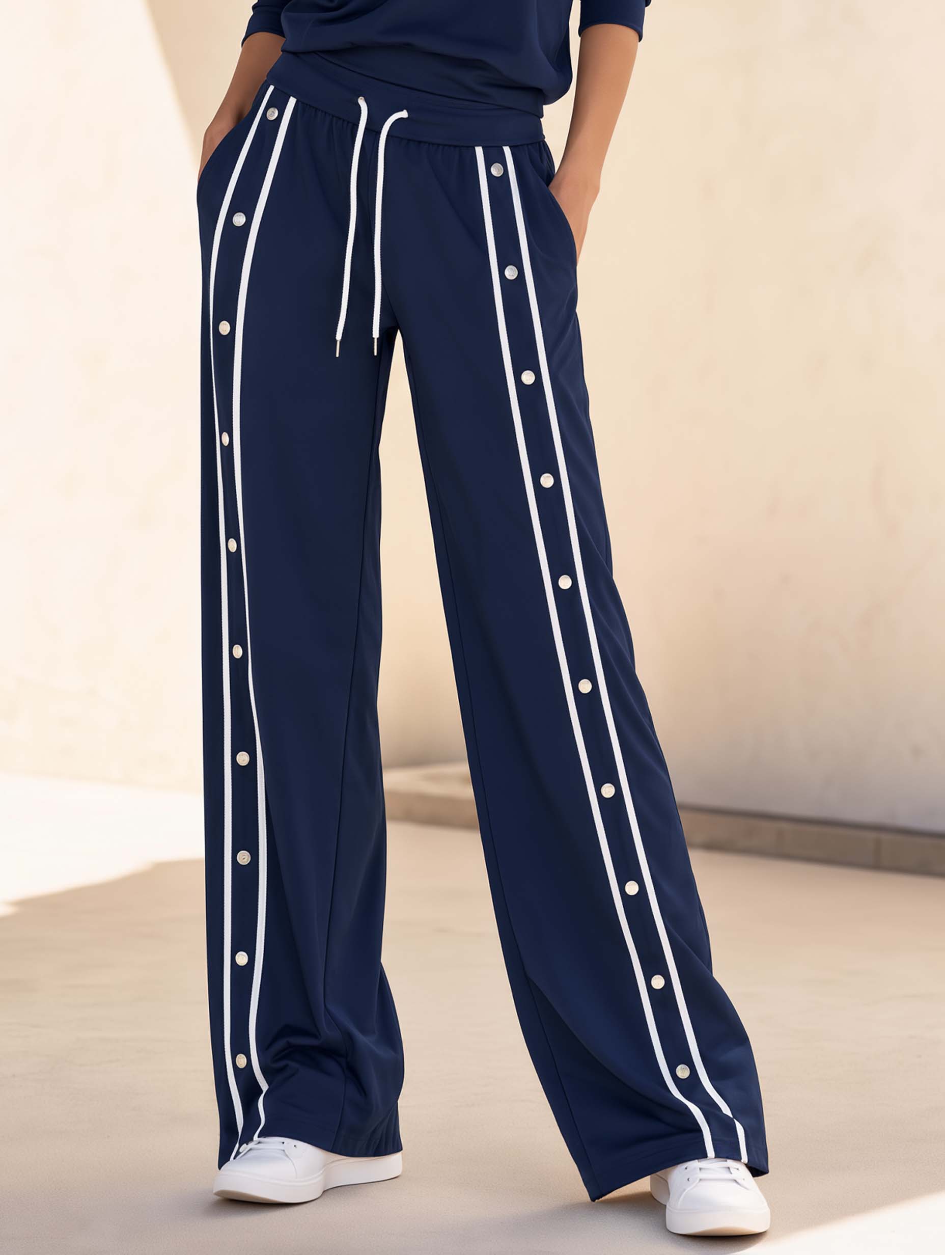 Classic Black Trousers With Stylish Decorative Buttons