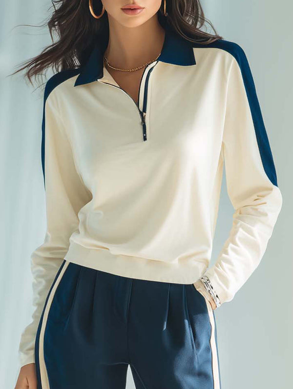 Women's Stylish Casual Off-white Collared Top