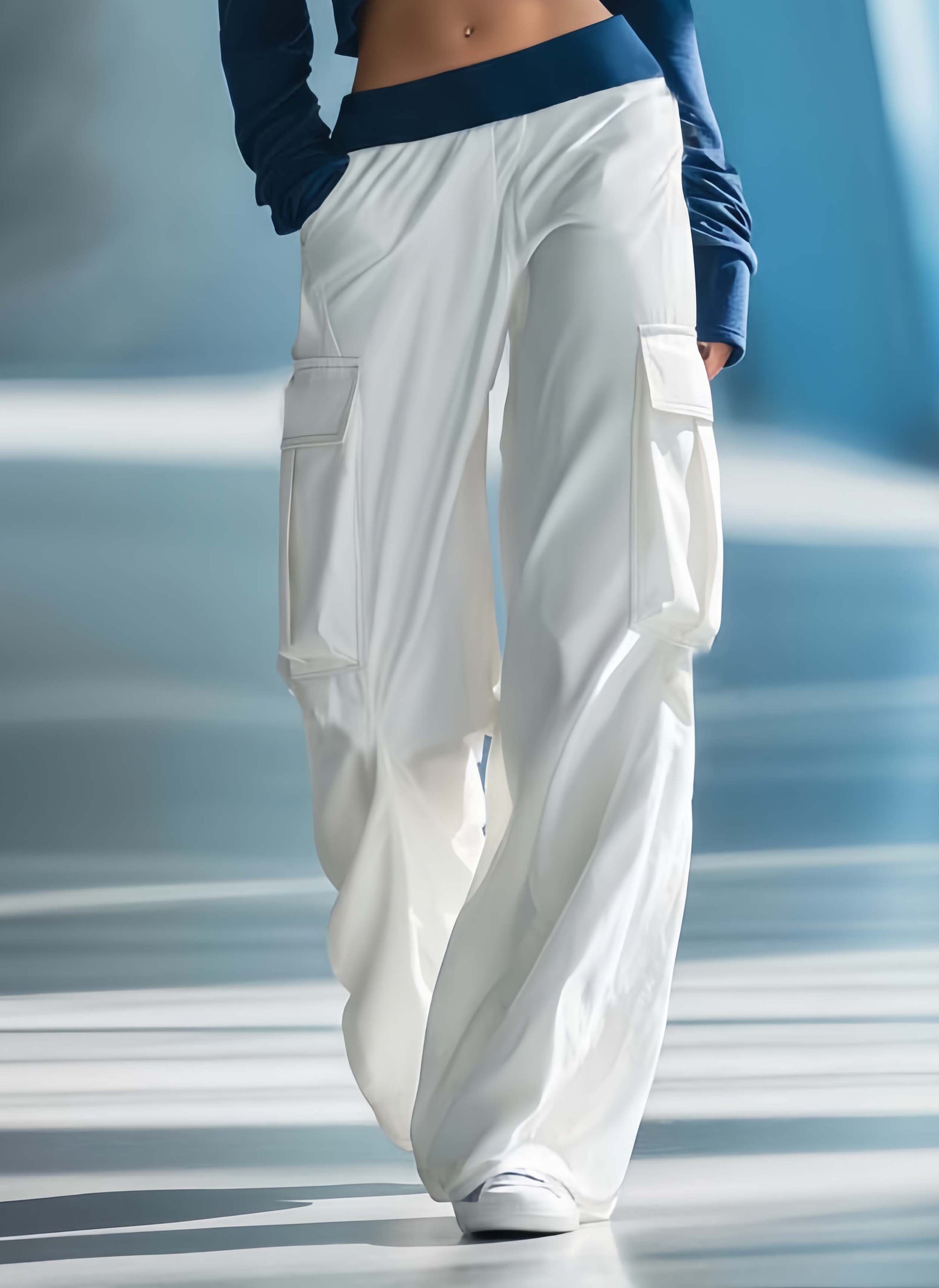 Women's Stylish Casual White Wide-leg Trousers