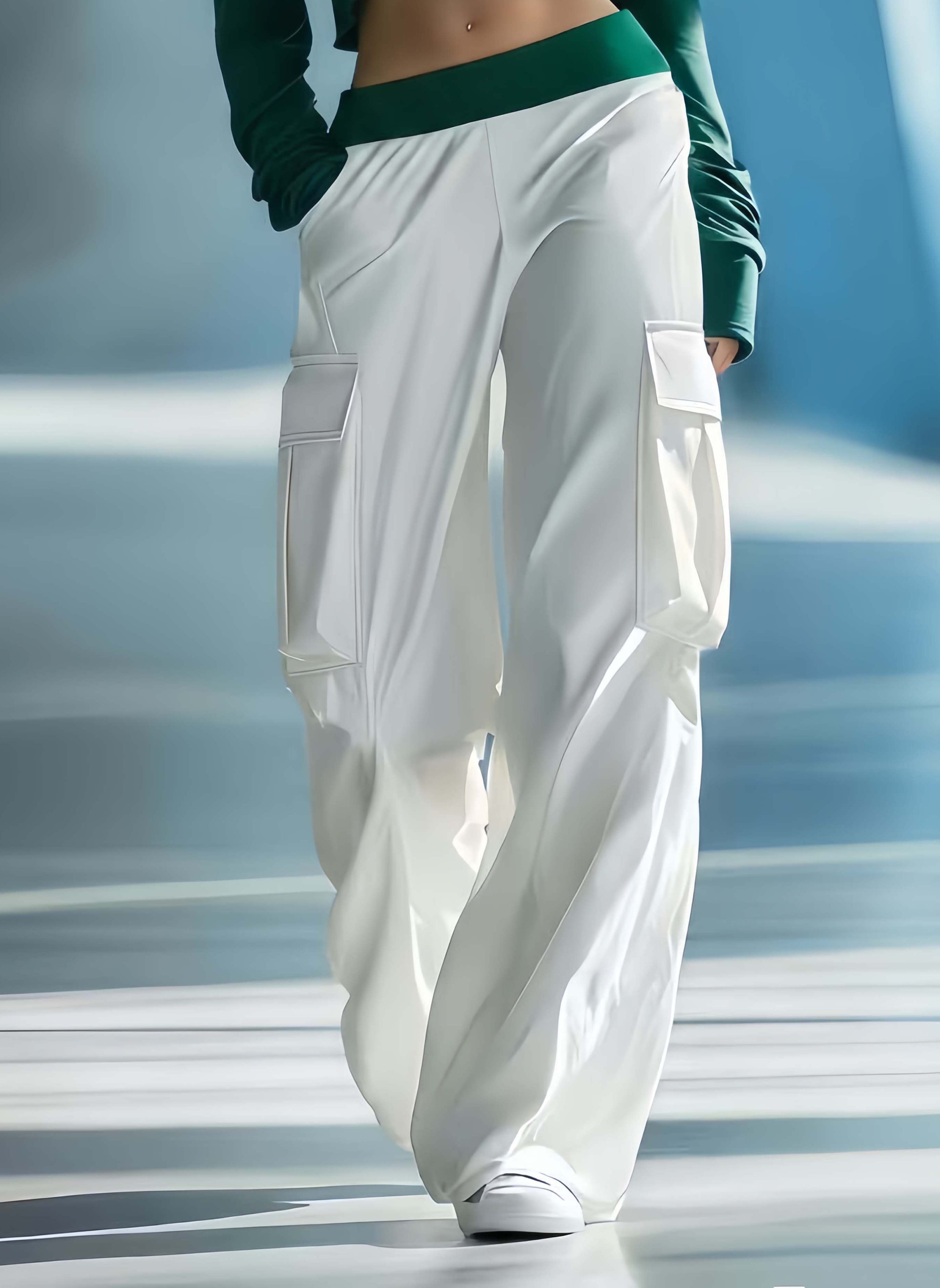 Women's Stylish Casual White Wide-leg Trousers
